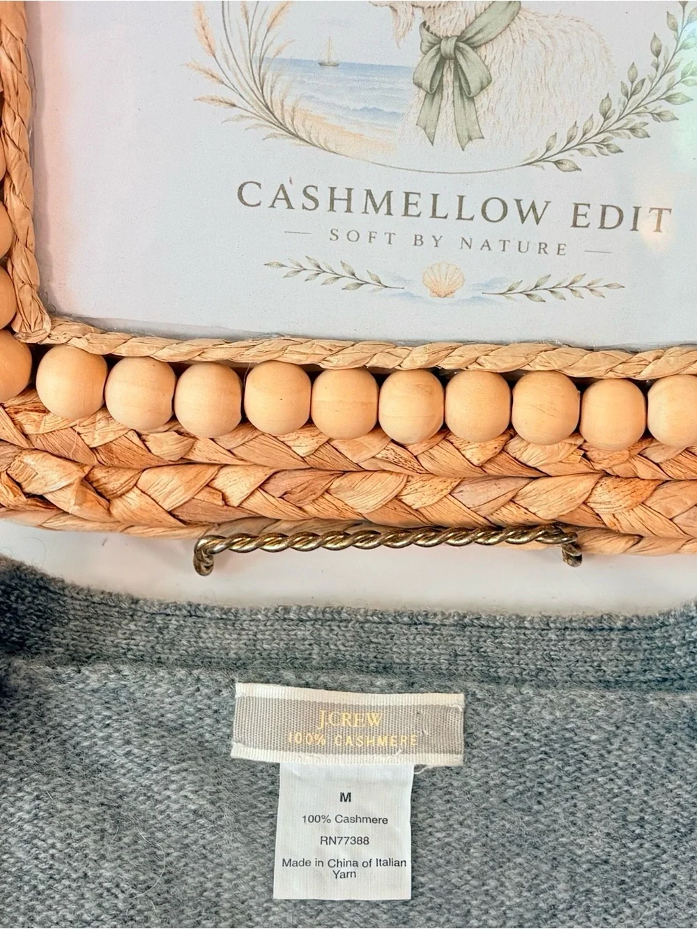 ☁️ J.Crew Heather Oatmeal & Dove Gray 100% Cashmere Cardigan | M